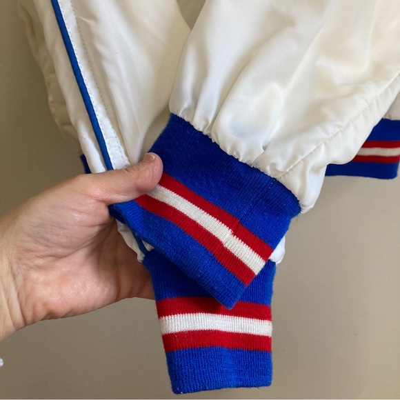 Vintage Track Jacket Mens 46 Montreal Canadiens White Blue Red Satin Hockey - Picture 9 of 14